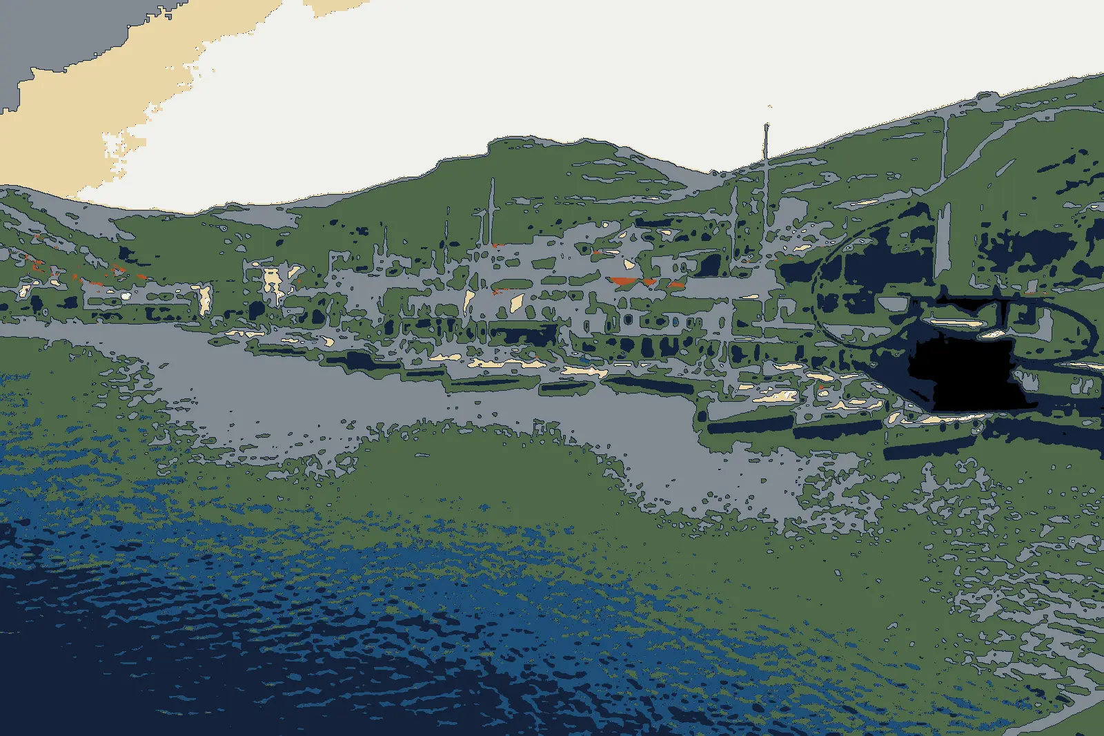 Illustration: boats in the harbour at Korissia, Kea
