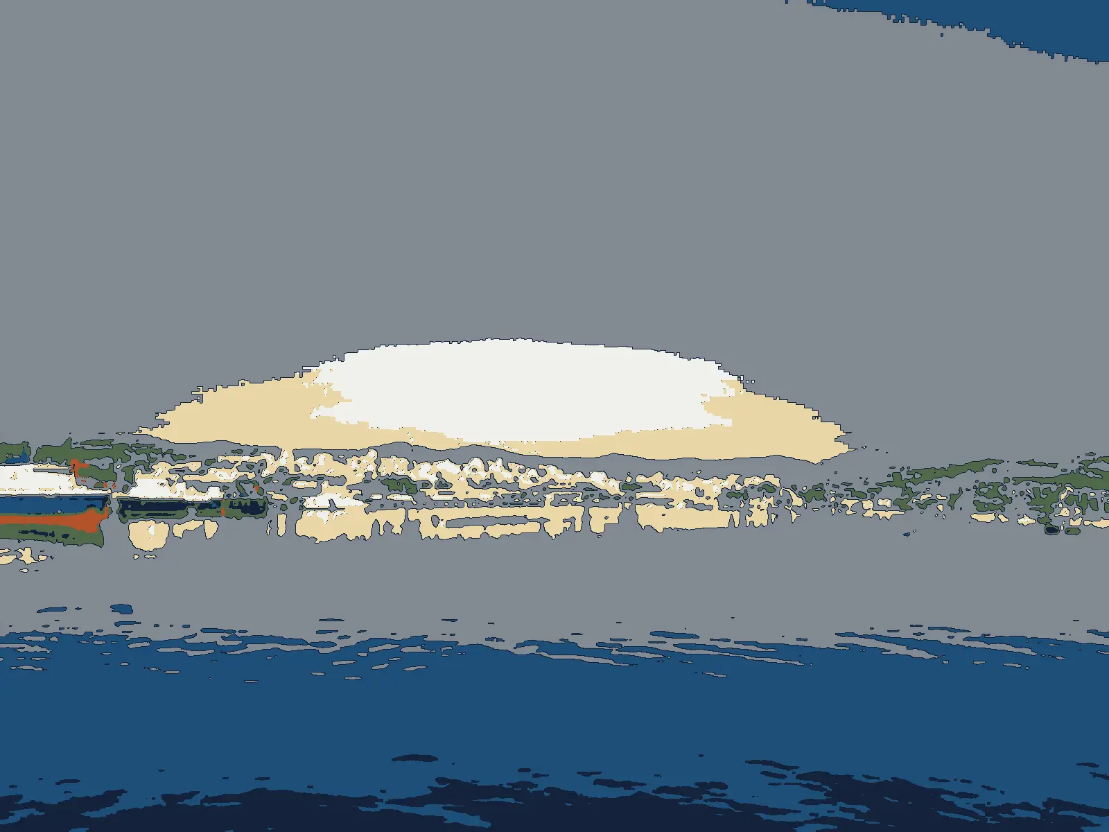 Illustration after a photo: Lavrio seen from the sea